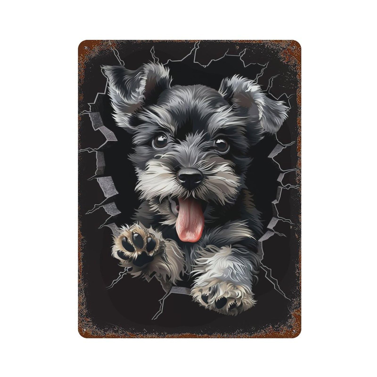 Garage Style Miniature Schnauzer Vintage Rust Metal Sign 15.7"x11.8", Industrial Home Decor for Bar And Workshop