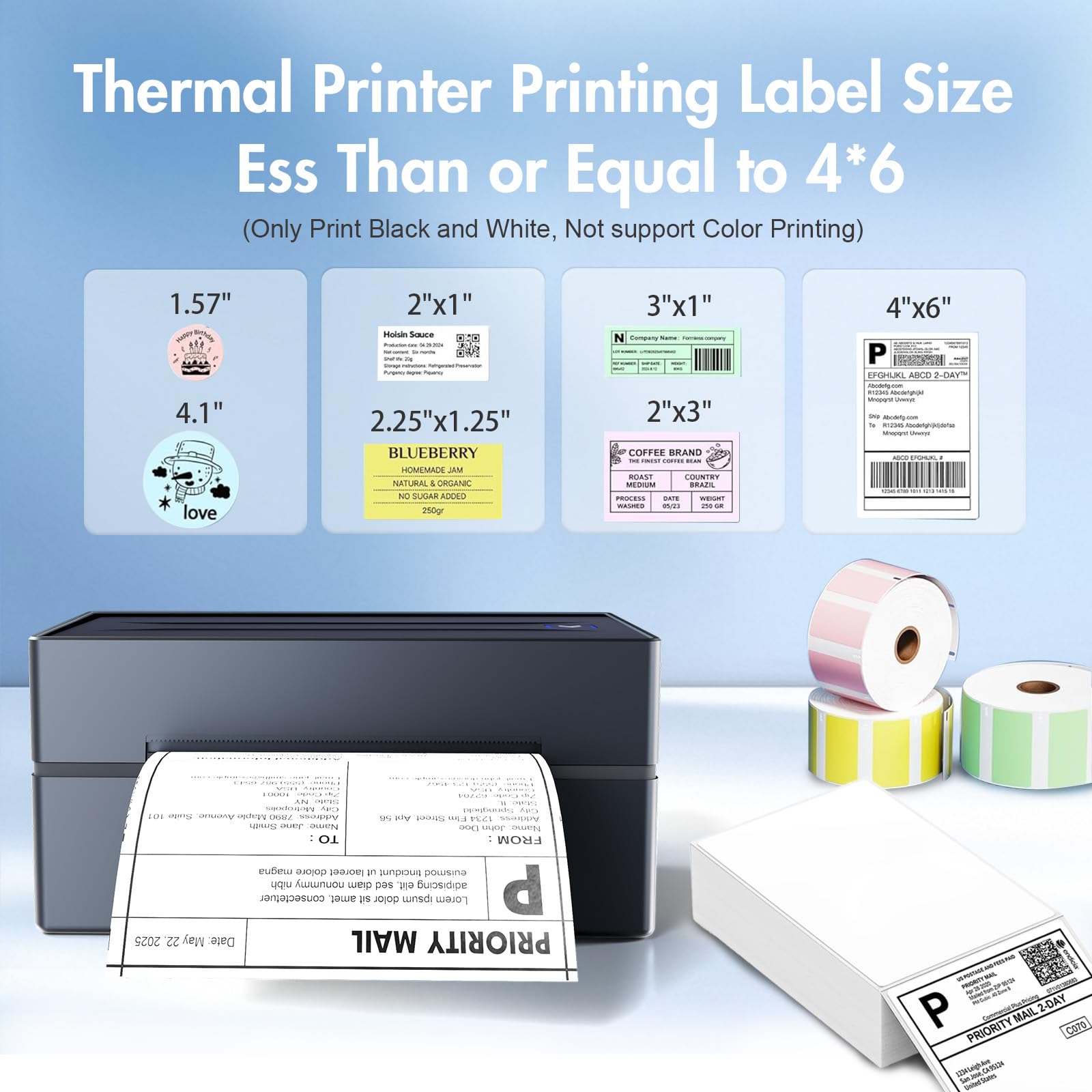 Bluetooth Thermal Shipping Label Printer 4x6 Wireless Label Maker with Tape for Small Business - Compatible with iPhone — view 3