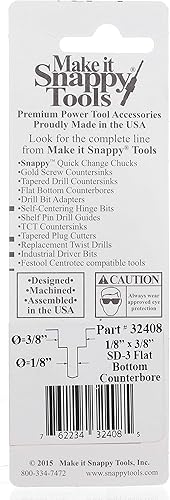 Miniatura 3 de Make it Snappy Herramientas 18 pulgada x 38 pulgadas 3 flautas de fondo plano avellanado con taladro helicoidal recubierto TiN # 32408