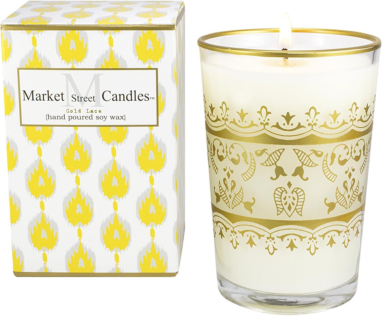 Market Street Candles Moroccan Scented Soy Wax Candle, Gold, Fig Scent