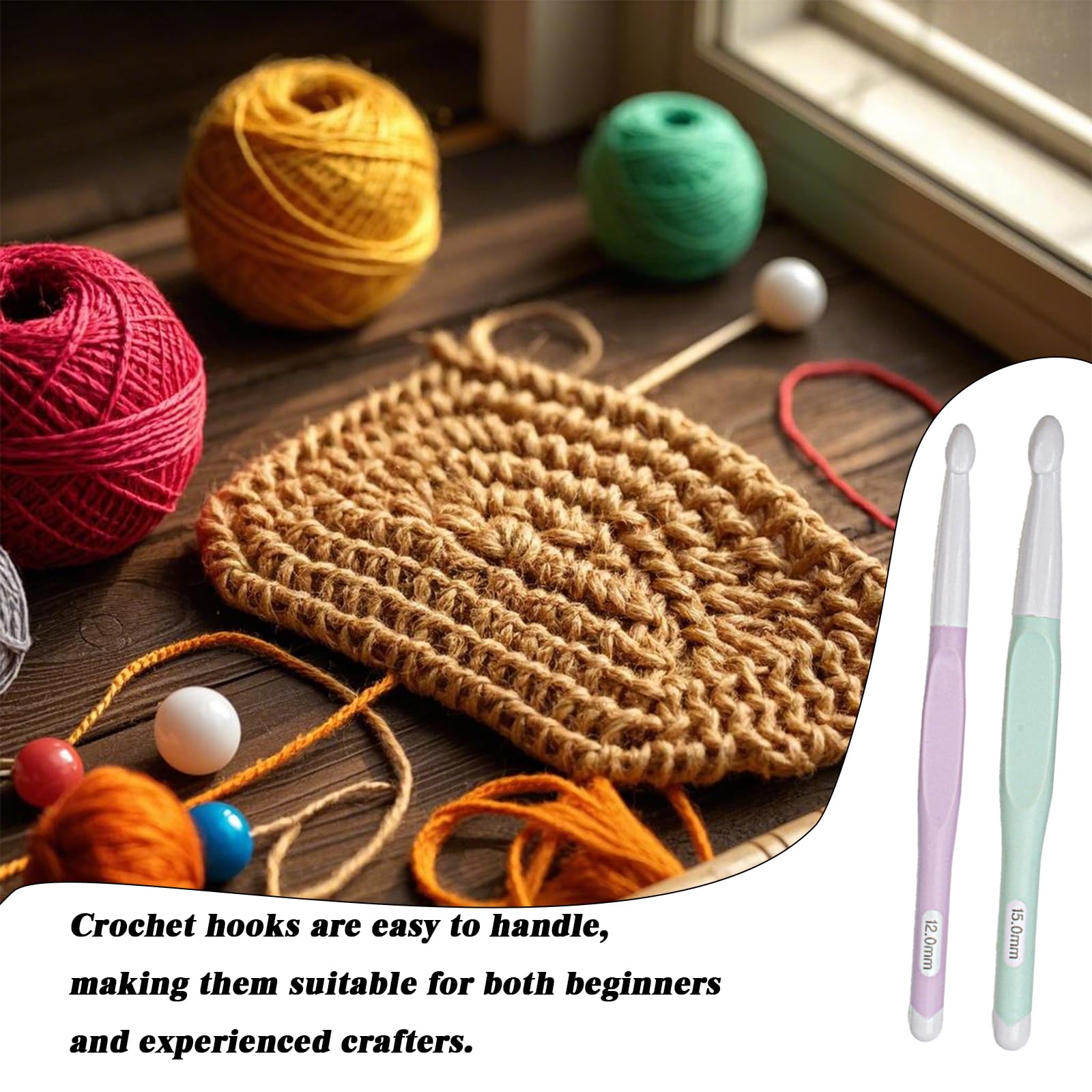 4 Stück Häkelnadel Set,Ergonomisch Kunststoff Häkelnadeln Mit