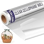 Clear Cellophane Wrap Roll (31.5in x 220ft) Folded Cellophane Wrap for Gift Baskets, Cellophane for Flowers Bouquets