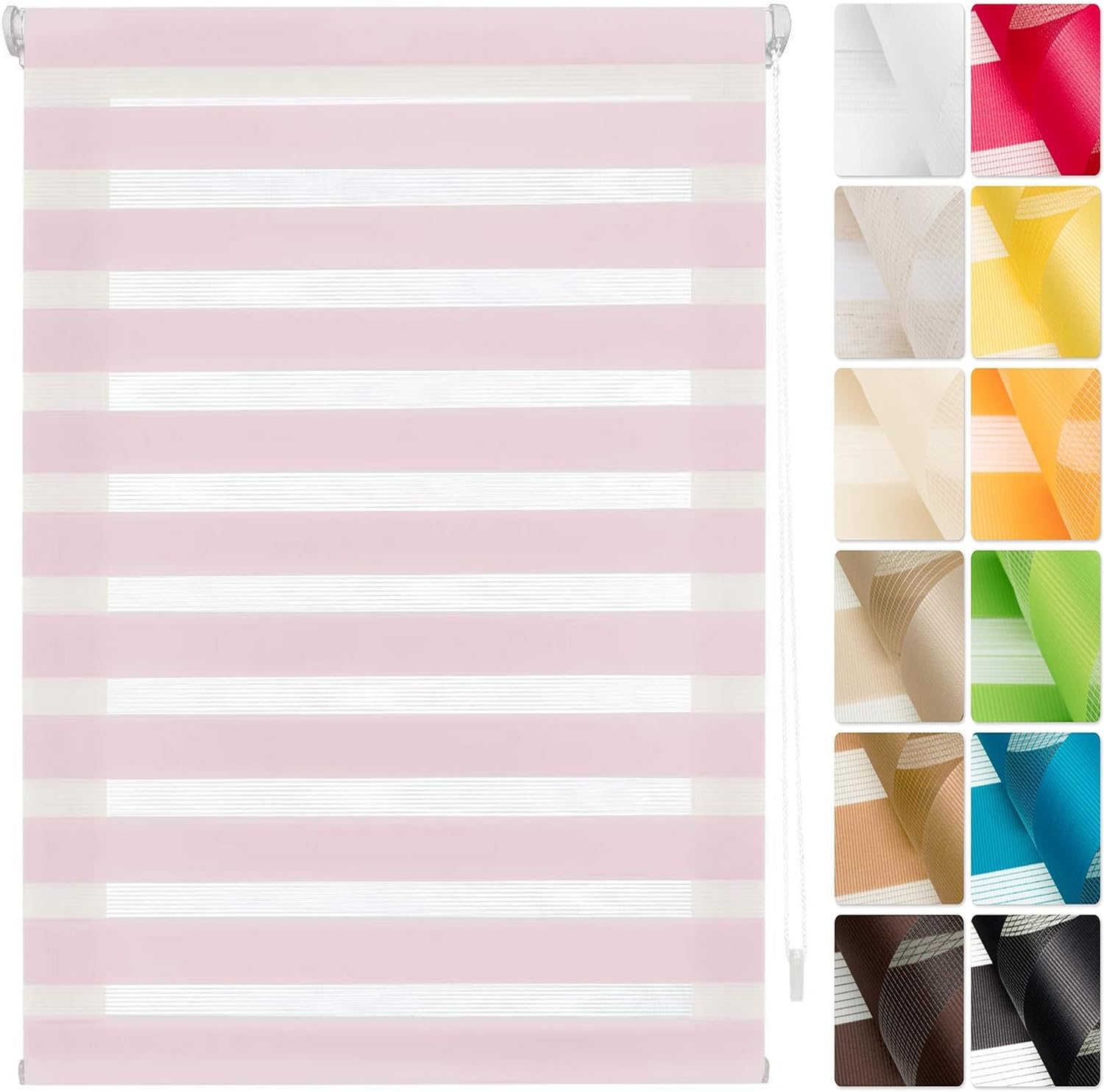Store enrouleur occultant sans perçage thermique rose 105 x 110 cm