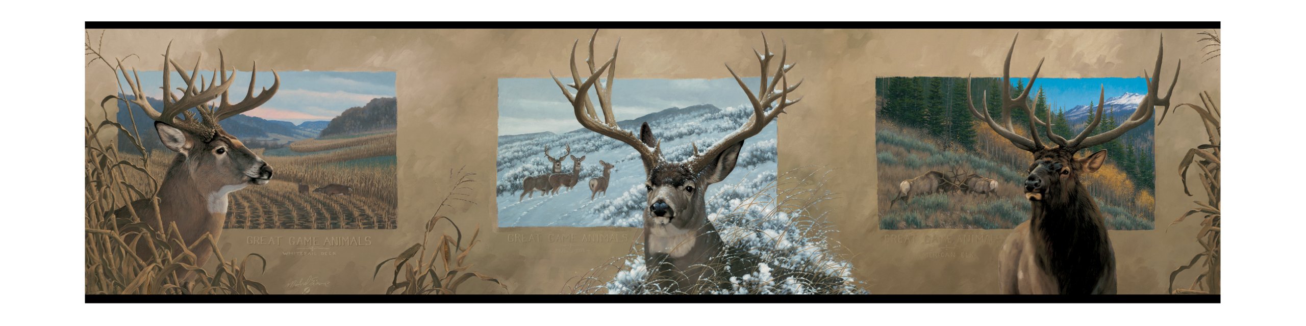 Cenefa York Revestimientos lago bosque Lodge Antlered frontera LD3340BD para pared