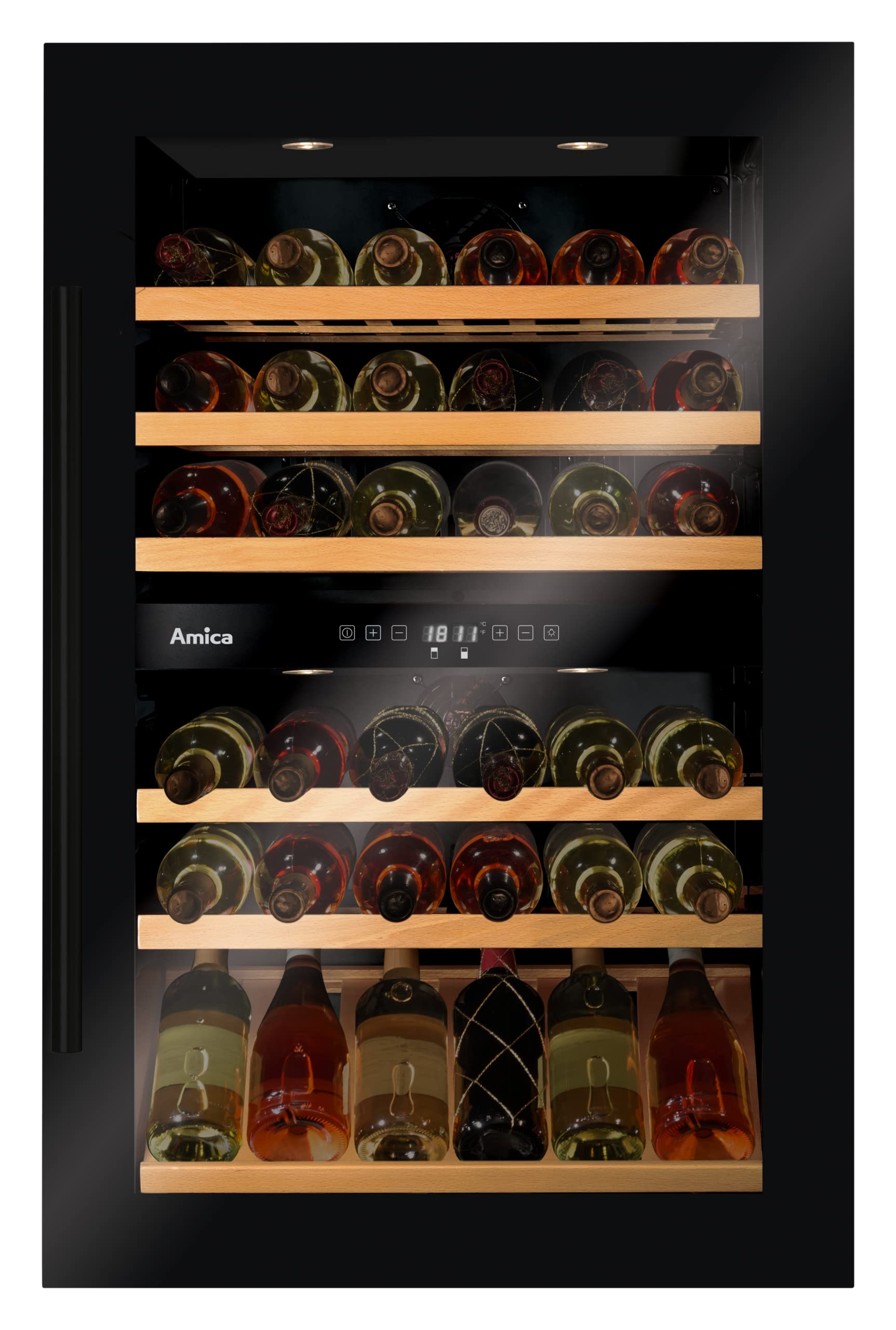 Amica WK 341 220 S Einbau-Weintemperierschrank 88,4 cm 59,0 cm 60,8 cm 134 l 2 Temperierzonen LED-Beleuchtung