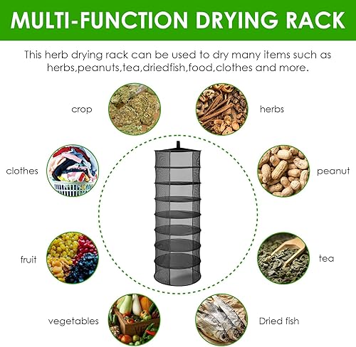 Miniatura 28 de iPower Secador de malla colgante de 2 capas de 2 pies con cremalleras en forma de U, bache, mosquetón y bolsa de almacenamiento, para plantas