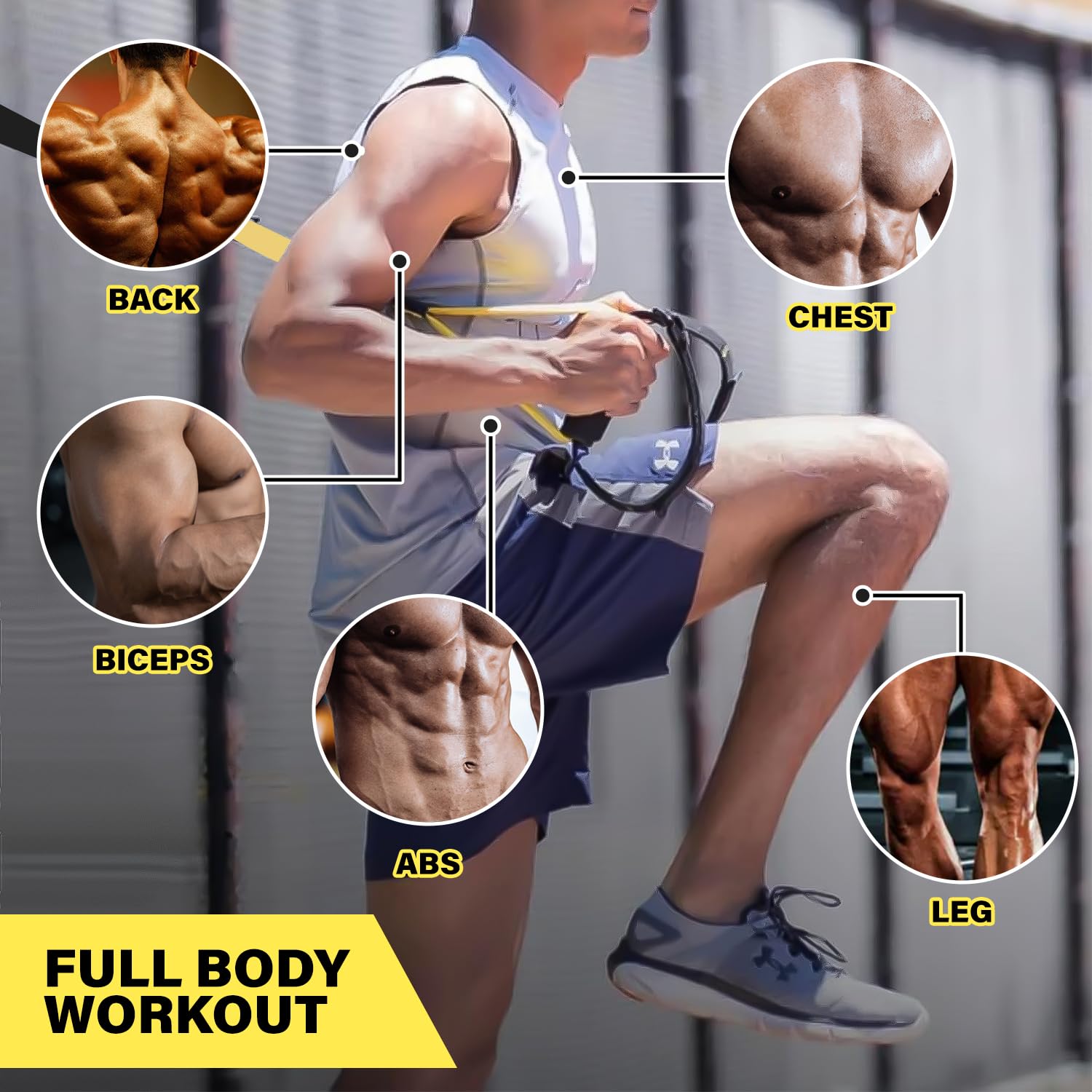 IRONWILL Sistema de Entrenamiento en Suspensión Profesional, Kit de Correas de Resistencia con Anclajes Patentados, Bolsa de Transporte de Malla, Negro y Amarillo