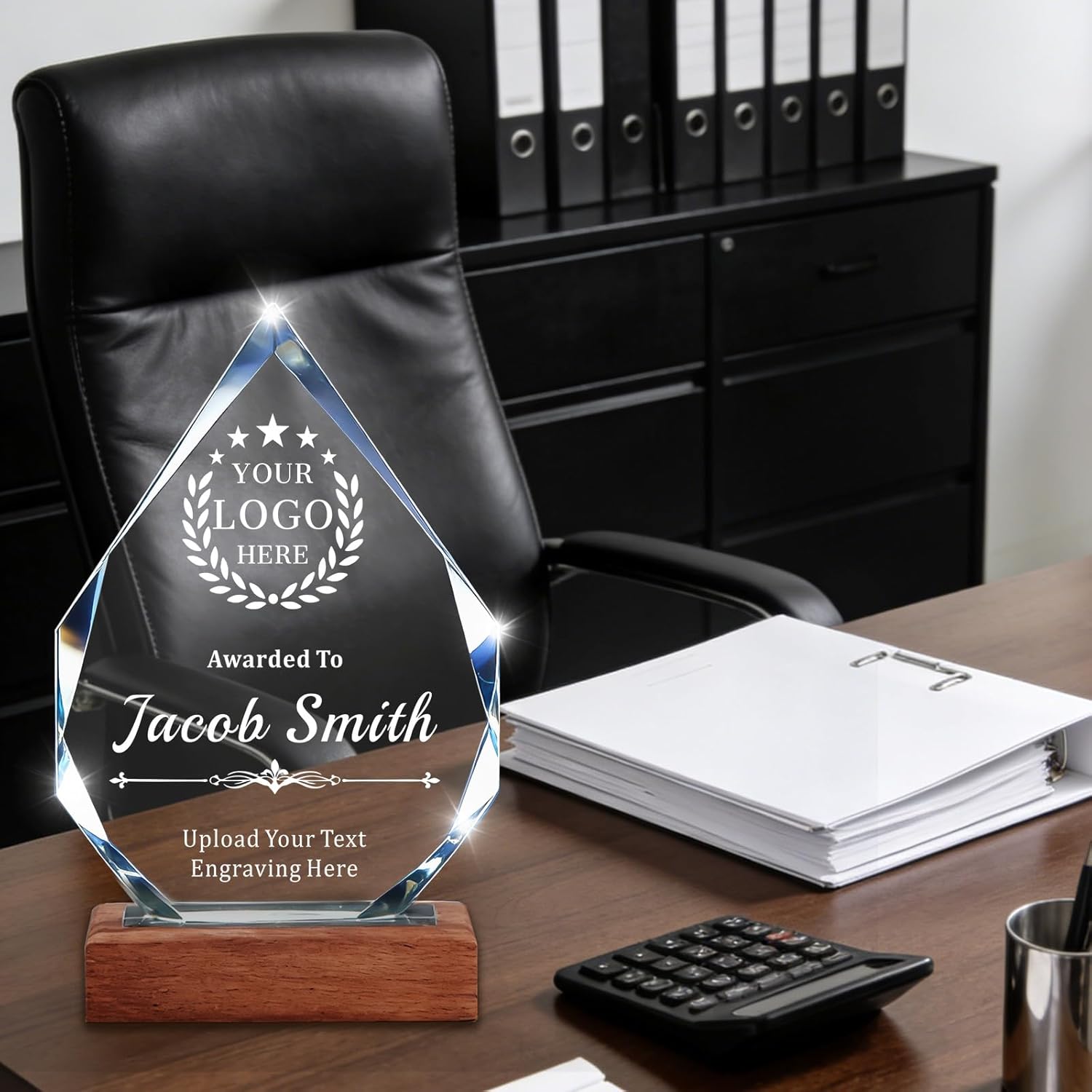 SHIP NEXT DAY,Crystal Trophy Awards Customizable - Personalized Award Trophy 3D Laser Engraved K9 Crystal with Logo & Text for Boss,Employee Appreciation Gifts,Employee of The Year,Graduation Trophies