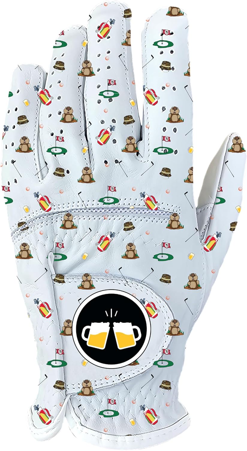 Caddy Shack Parody Funny Golf Glove – Men's Premium Cabretta Leather Durable Weather Grip LH or RH Sizes S-XXL Perfect Golfer Gift Gopher