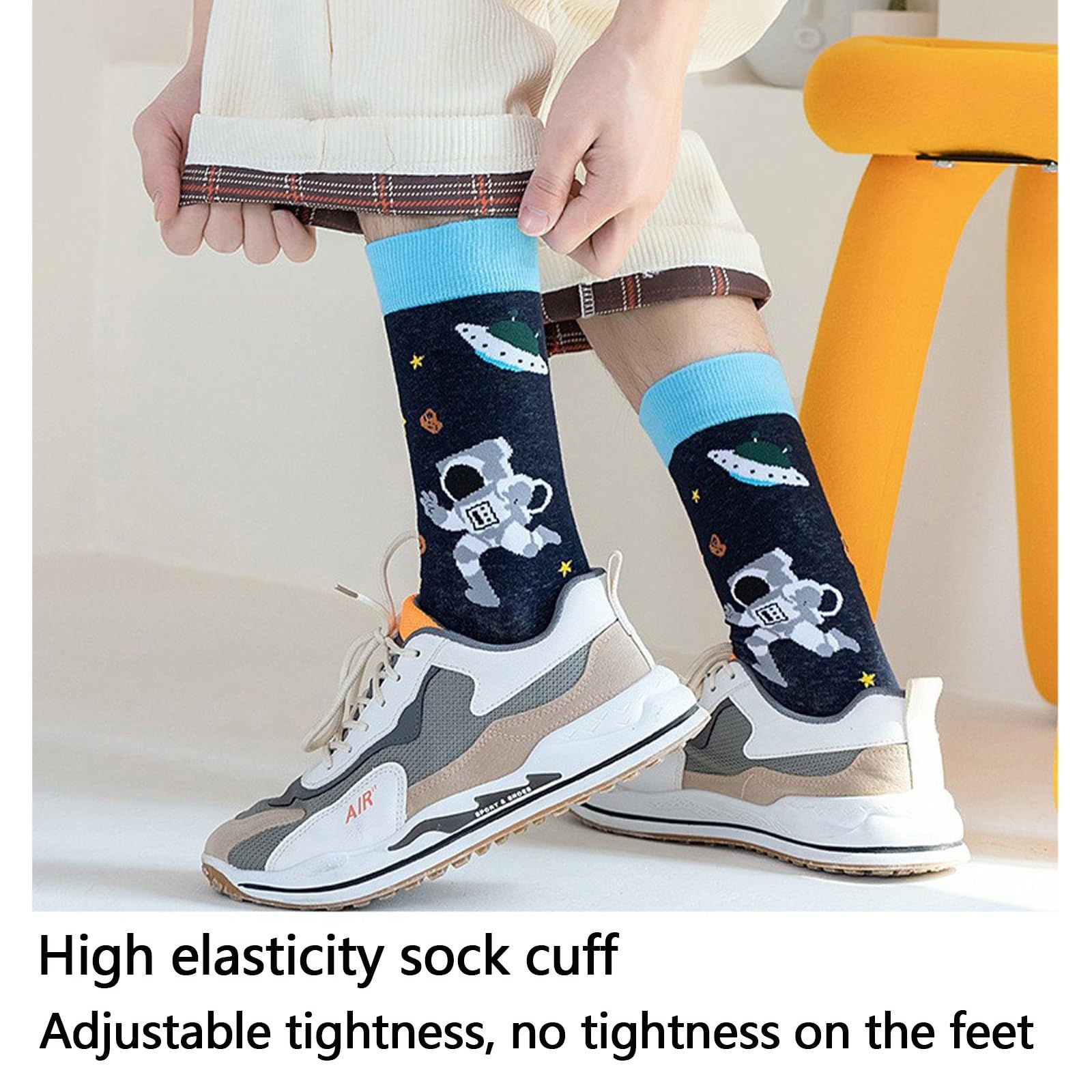 Calcetines ArtíSticos para Hombre, Divertidos Calcetines de Vestir, Calcetines de AlgodóN Divertidos y Coloridos, Paquete de Calcetines Divertidos(B-4,100 Pairs)