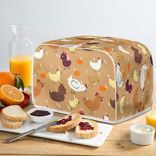 Miniatura 5 de Dolyues Cubierta para tostadora con estampado de pollo, 4 rebanadas, cubiertas para electrodomésticos pequeños de cocina, protección contra el polvo