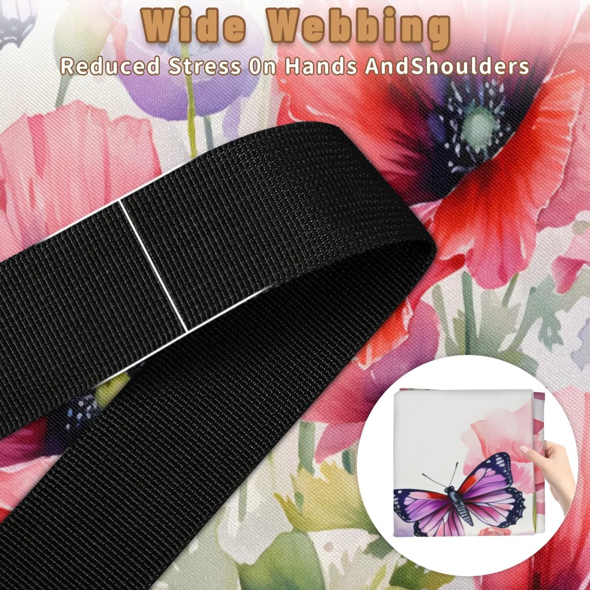 Honeybaby 214L Extra Large Comforter Storage Bag Butterfly Poppy Storage Totes with Lids Waterproof Closet Organizer Folding Blanket Storage Bags for Clothes Bedding Pillows