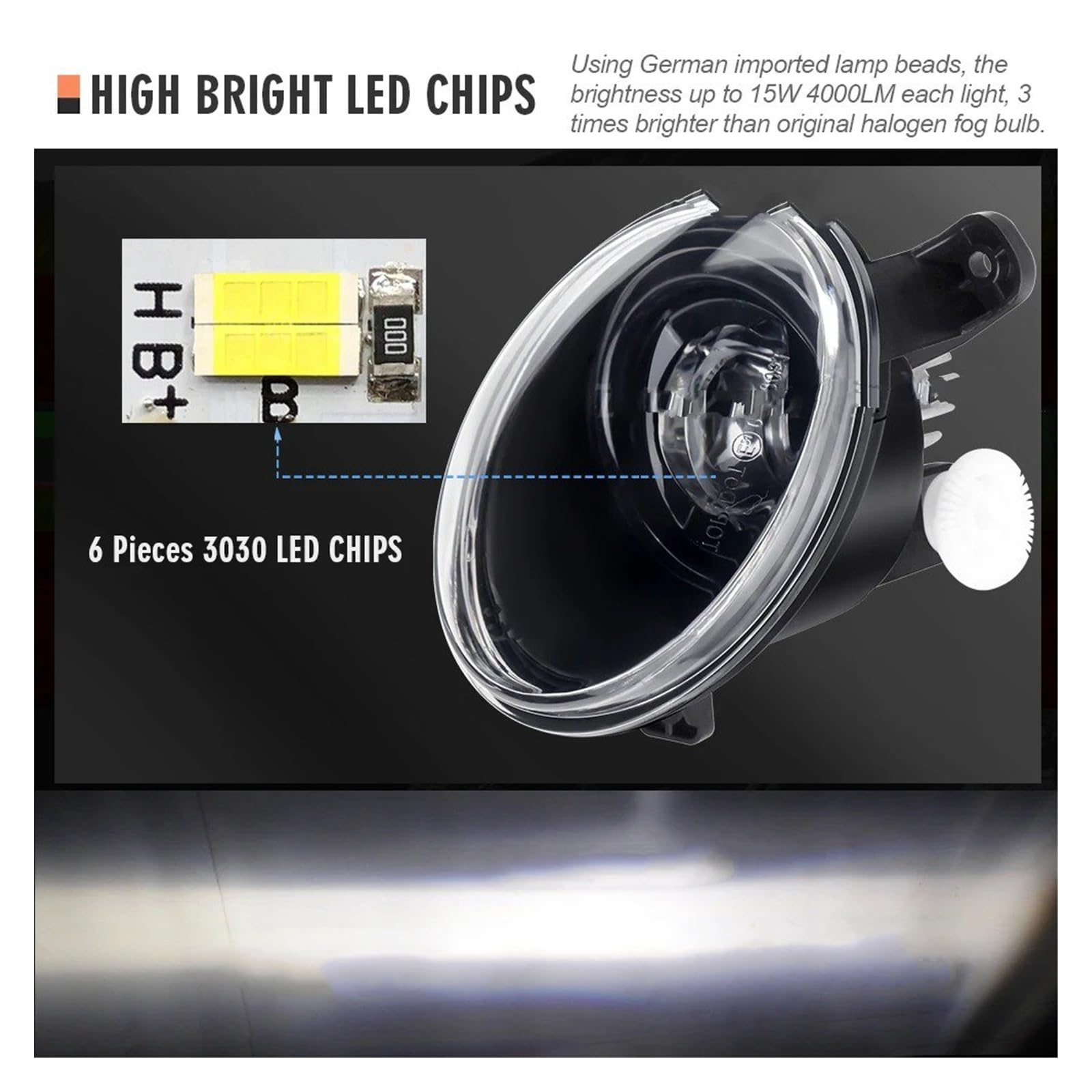Faro Antiniebla Para A6 S6 Para C6 4F Estate/Sedan 2009-2011 (no Apto Para Allroad Para Quattro) 2 X Lente LED Canbus Conjunto Luz Antiniebla 30W H11(1Only Fog Light)