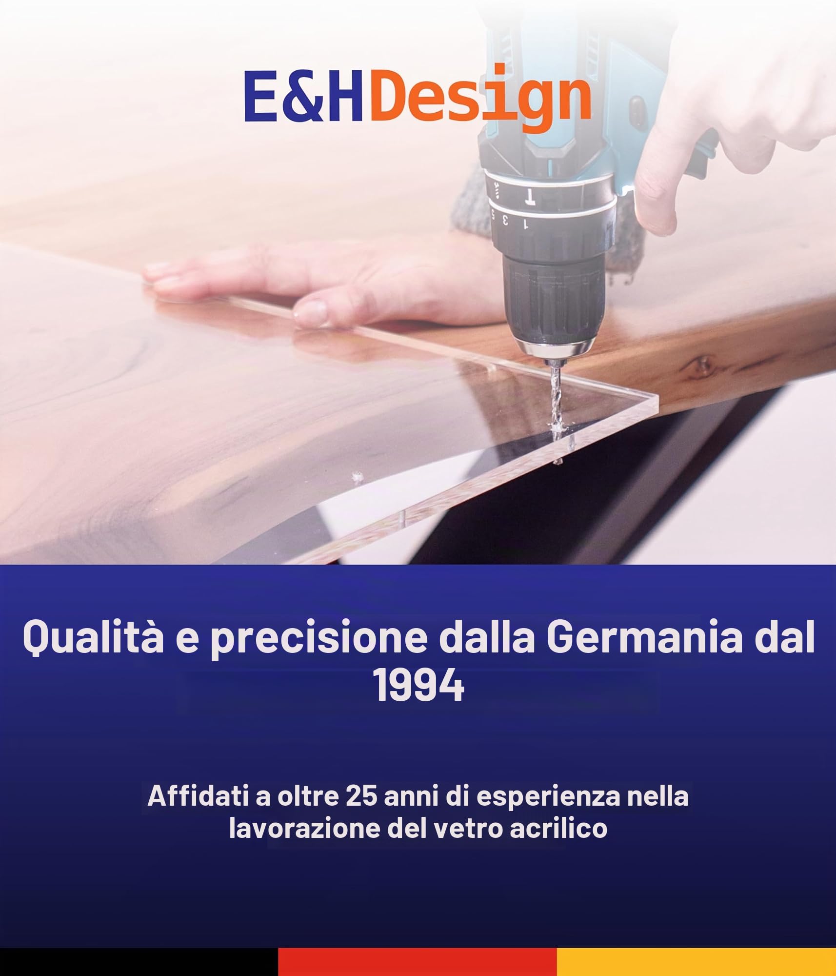EH Design Pannello in vetro acrilico – Tagli angolari su misura (150x150x3 mm) – Resistente ai raggi UV e agli agenti atmosferici – Trasparente e altamente lucido – Per fai da te, mobili e terrari