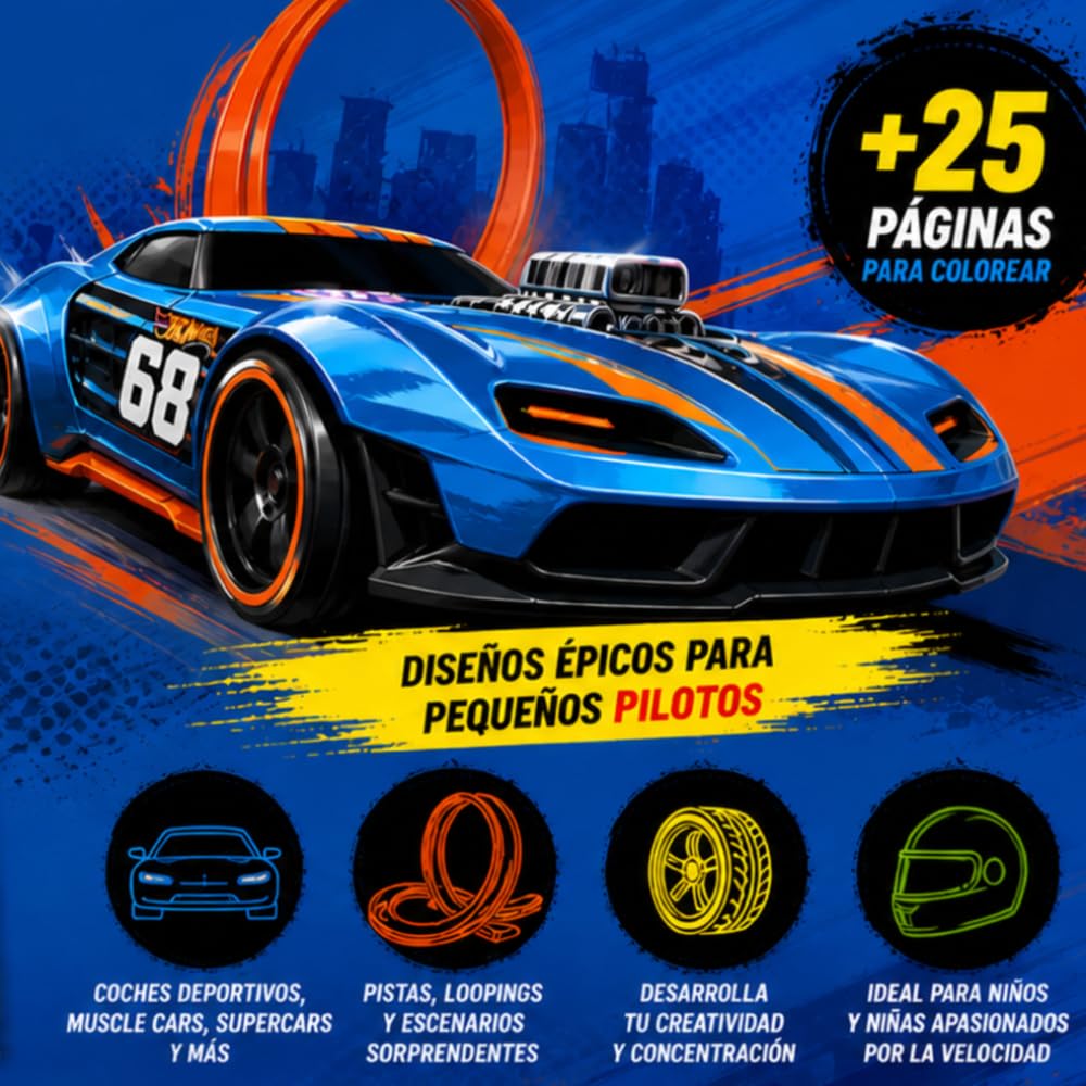 Diseños épicos para colorear: Más de 25 Diseños de Carreras Extremas con Coches, Monster Trucks y Circuitos de Acción