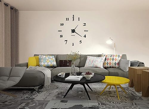 Miniatura 2 de Vangold moderno reloj hágalo usted mismo sin armazón grande para pared con espejo 3D adhesivo grandes relojes para decorar el hogar y la oficina