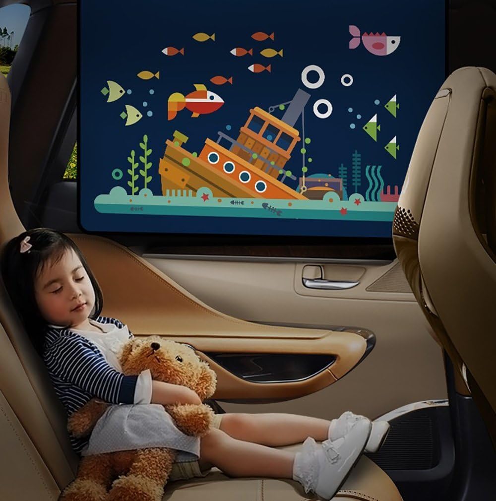 Amazon アリオ 車載日除け裏窓カーテン 可愛い車用日よけカーテン 日よけサイドカーテン マグネットで貼り付ける 2枚セット 左 右 後部窓用 ダークブルー カーテン 車 バイク