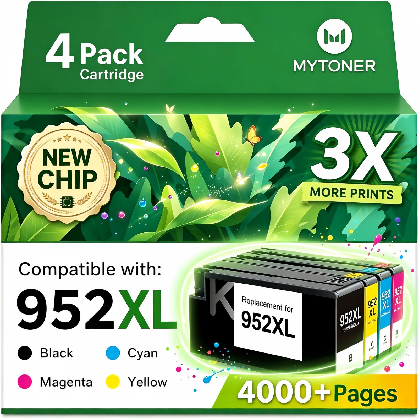 Photo 1 of MYTONER 952XL Ink Cartridges Combo Pack - Black, Cyan, Magenta, Yellow
