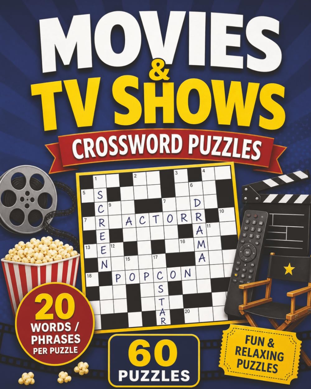 Movies & TV Shows Crossword Puzzles: Classic Movies & TV Crossword Puzzles for Nostalgic Entertainment