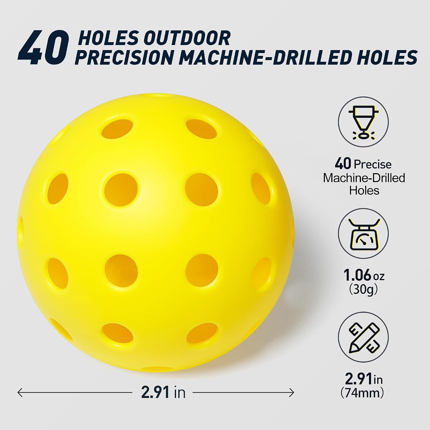 Upgraded Pickleball Balls USAPA Standard 26 Holes & 40 Hole Outdoor/Indoor Pickle Balls with Superb Visibility, Crack-Resistant High Bounce Pickle Ball Set