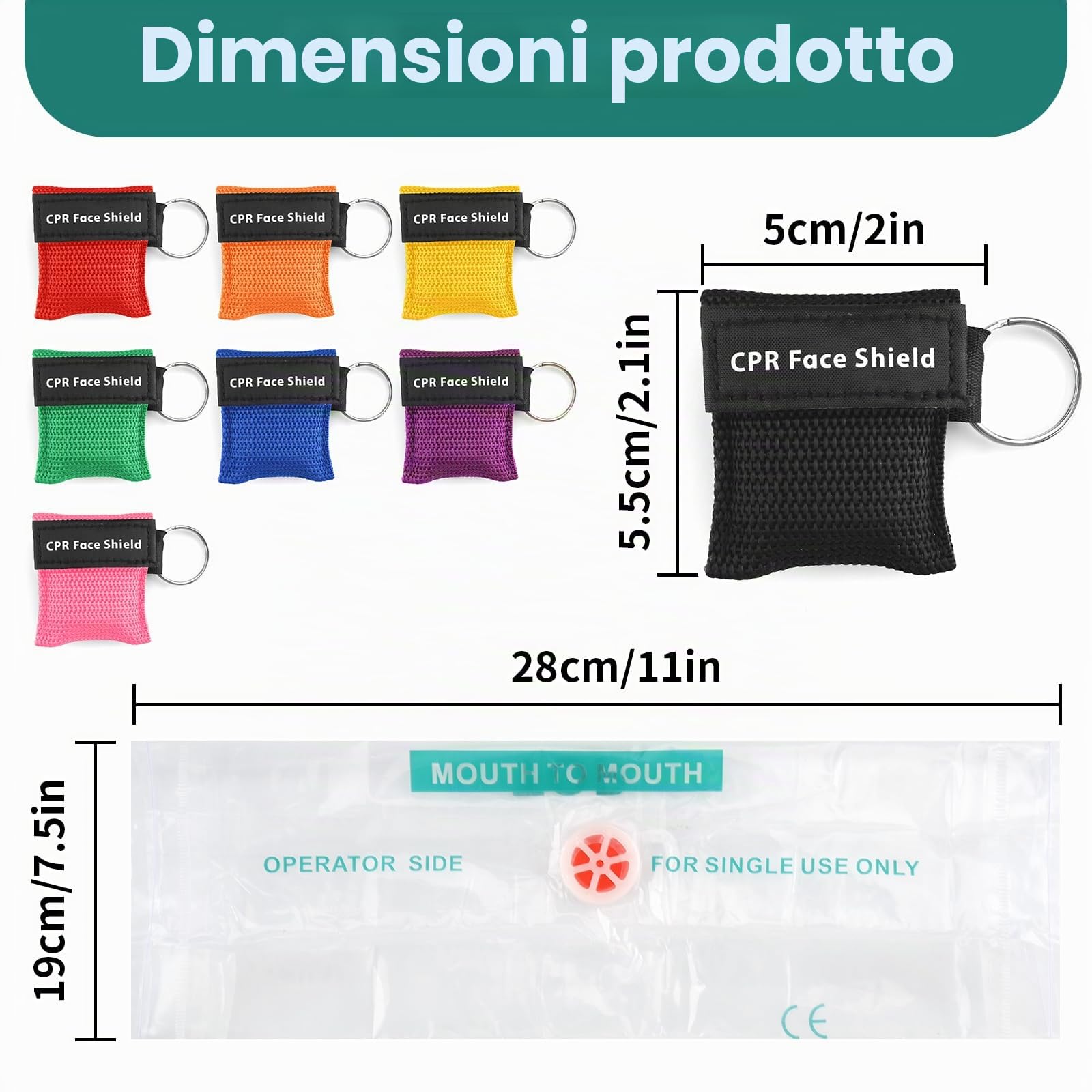 Set 8 Mascherine Respirazione Primo Soccorso, Maschera CPR Emergenza