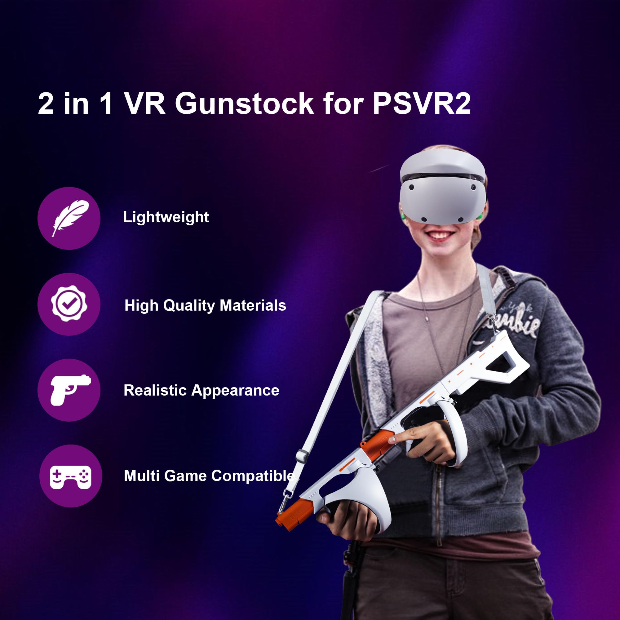 Supporto magnetico per controller modello pistola/mitragliatrice VR per PSVR2, supporto rapido per impugnatura per fucile per gioco di tiro accessori PlayStation VR2
