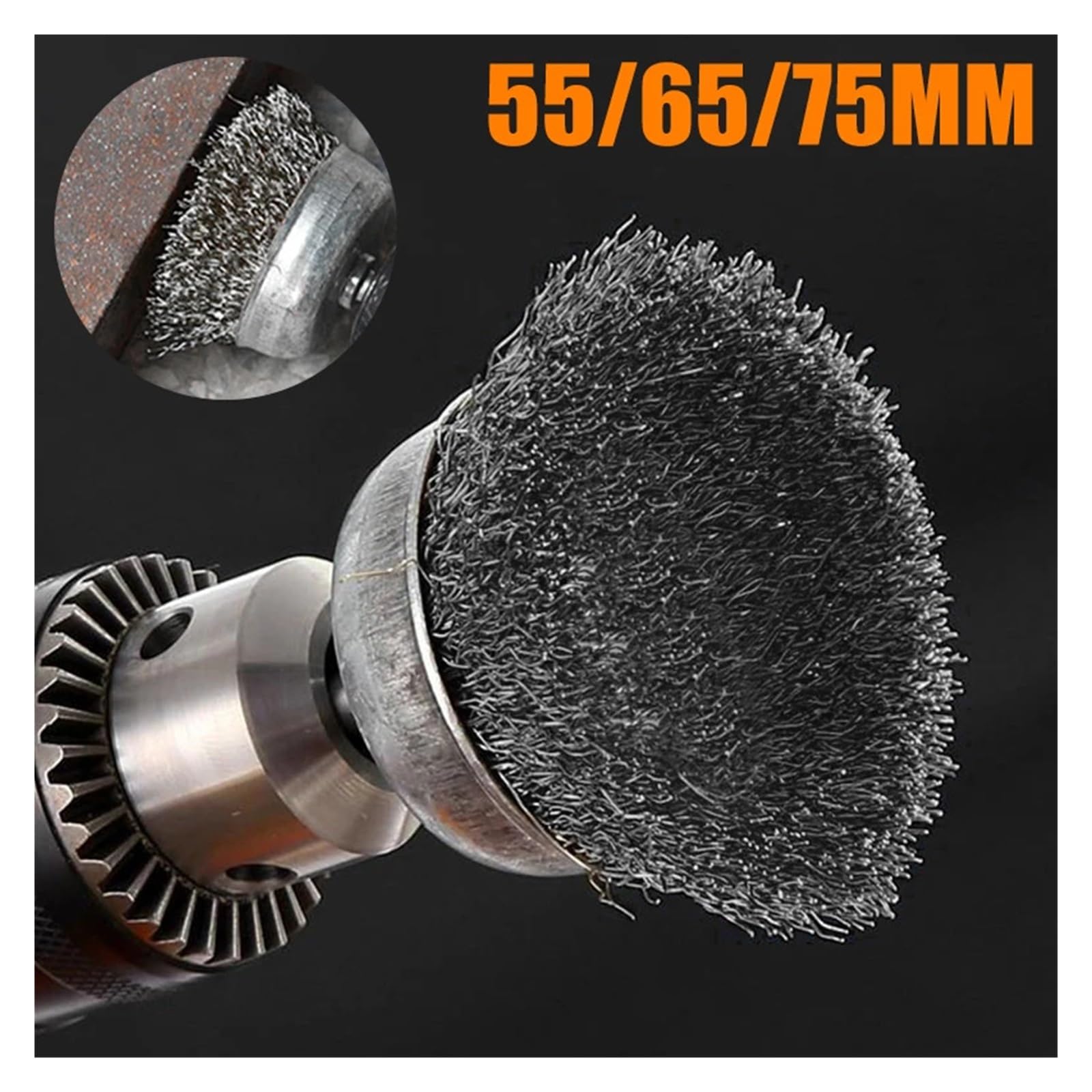 50/65/75mm szczotka druciana narzędzie obrotowe do narzędzi wiertniczych odkamienianie metalu polerowanie wiercenie szczotka druciana kółko ( Color : Silver , Size : 75mm )