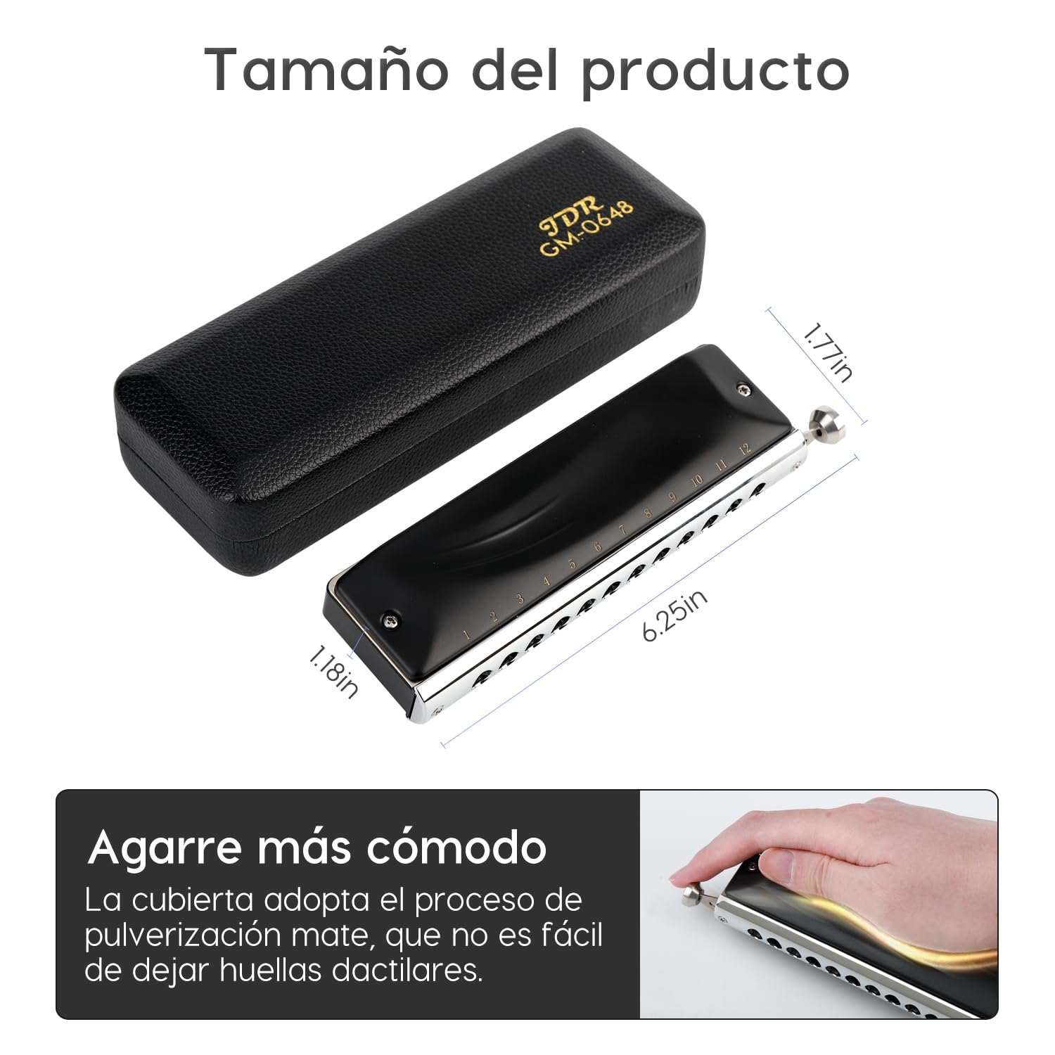 JDR Armónica Cromática Clave C 12 Agujeros 48 Tonos Órgano de Boca Cromático Arpa Clave de C para Niños Principiantes Adultos Jugador Profesional Padres | GM0648