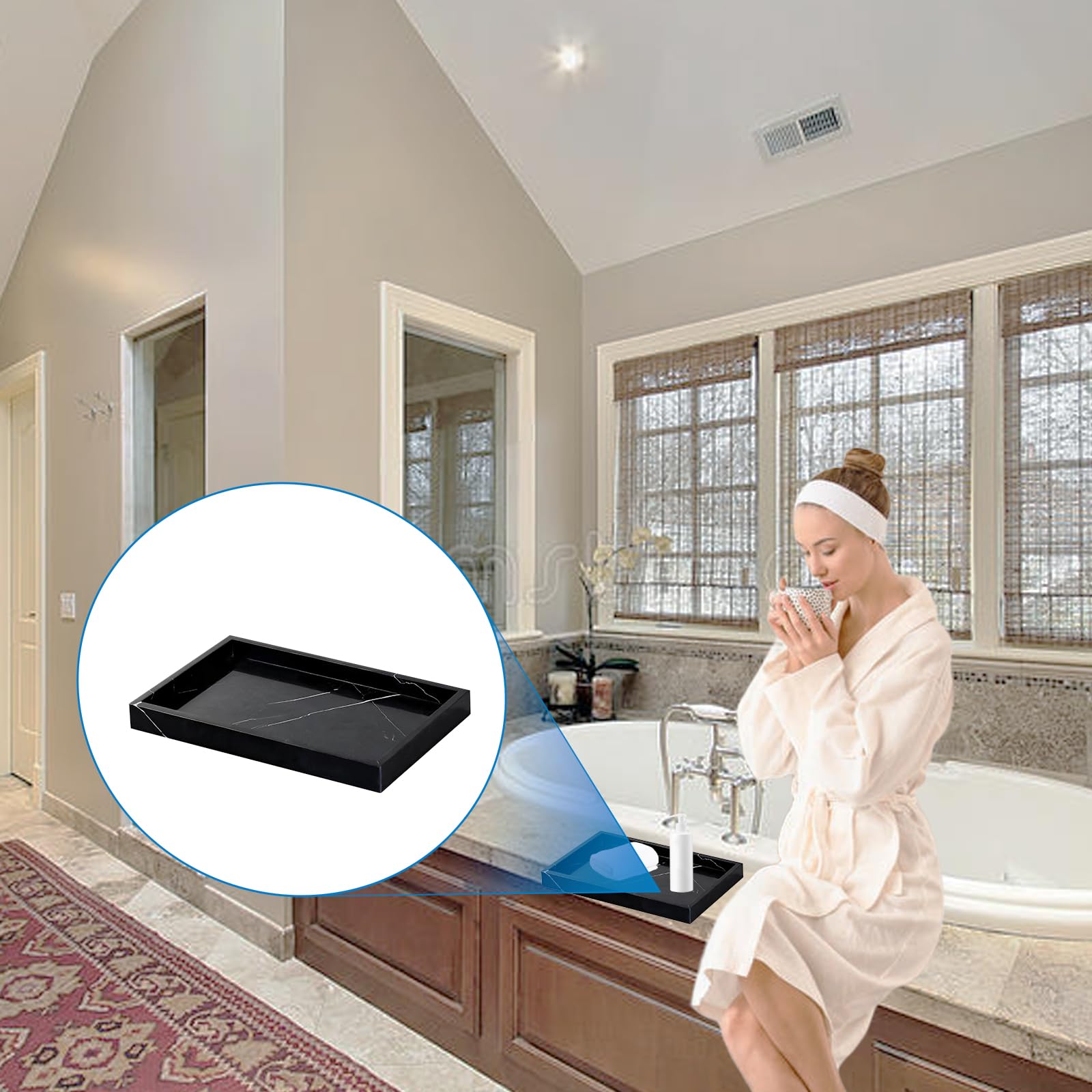 Amazon.co.jp: 大きなブラックマーブルトレイ 大理石のサービング