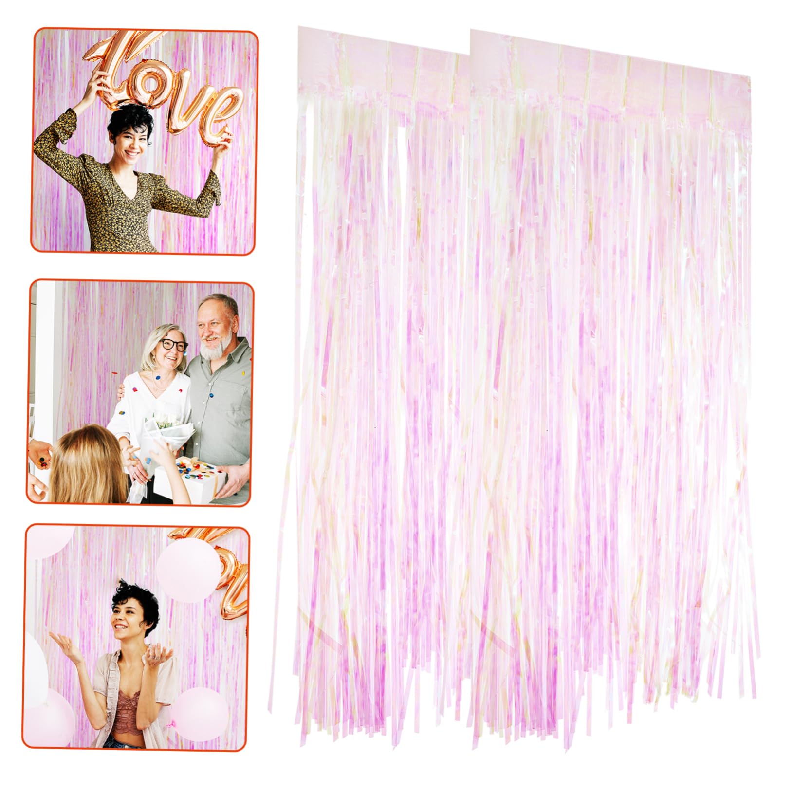 TINEASUR 2pcs Colorful Tinsel Streamer Backdrop Curtains for Kindergarten Party Background Accessory for Festivals Events and Photo Booths