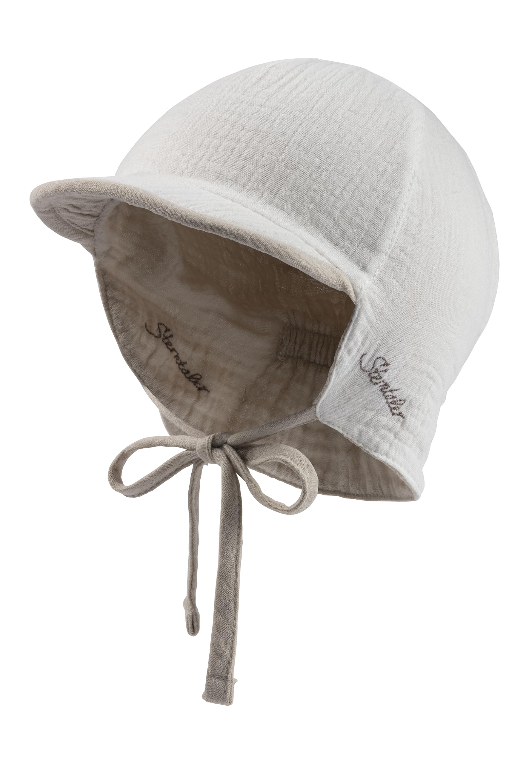 Sterntaler Schirmmütze Nacken Wende - Jungen Mütze zum Wenden mit kleinem Nackenschutz - UV-Schutz 50 Sonnenhut zum Binden - Baby und Kinder Kopfbedeckung aus Musselin (Bio)