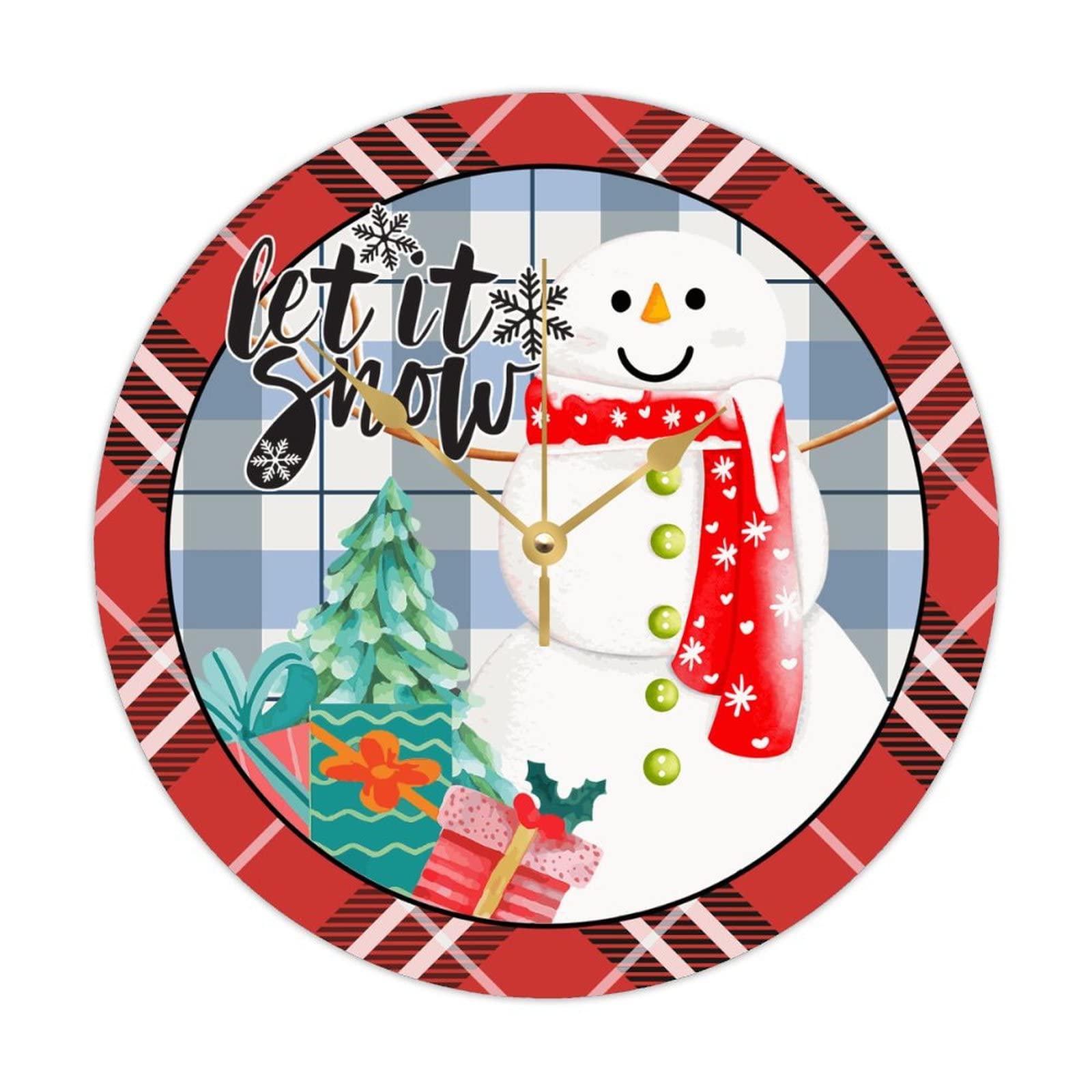 Horloge murale silencieuse sans tic-tac Noël bonhomme de neige pour cuisine