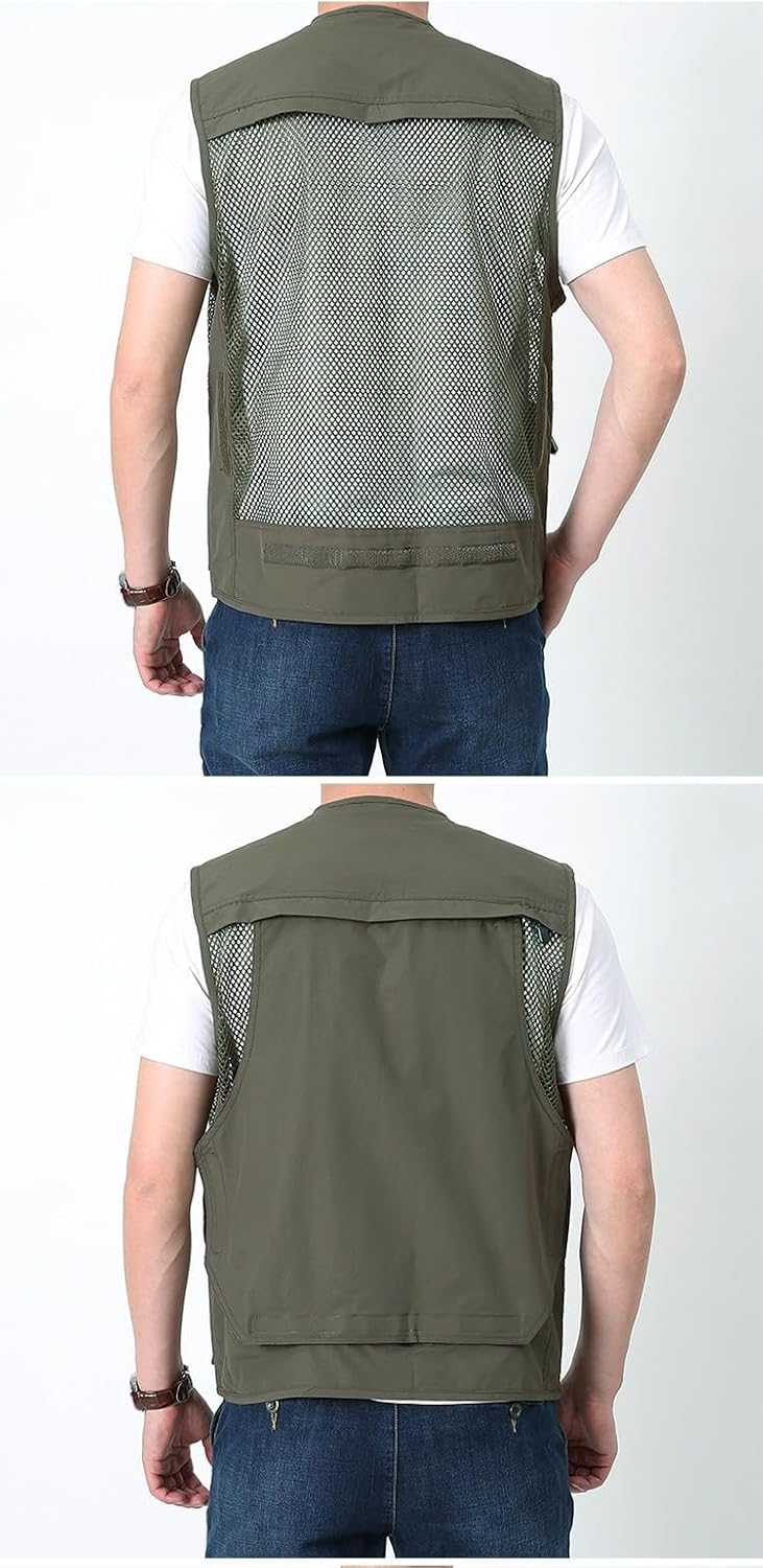 Men's Mesh Utility Vest Lightweight Multi Pocket Breathable Vest