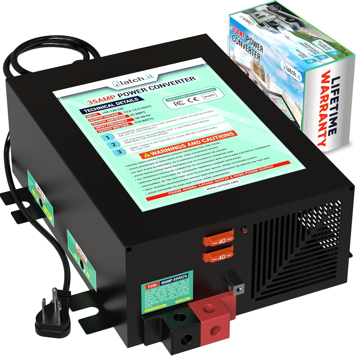 Amazon.com: LATCH.IT RV Power Converters 35 Amp | 120VAC to