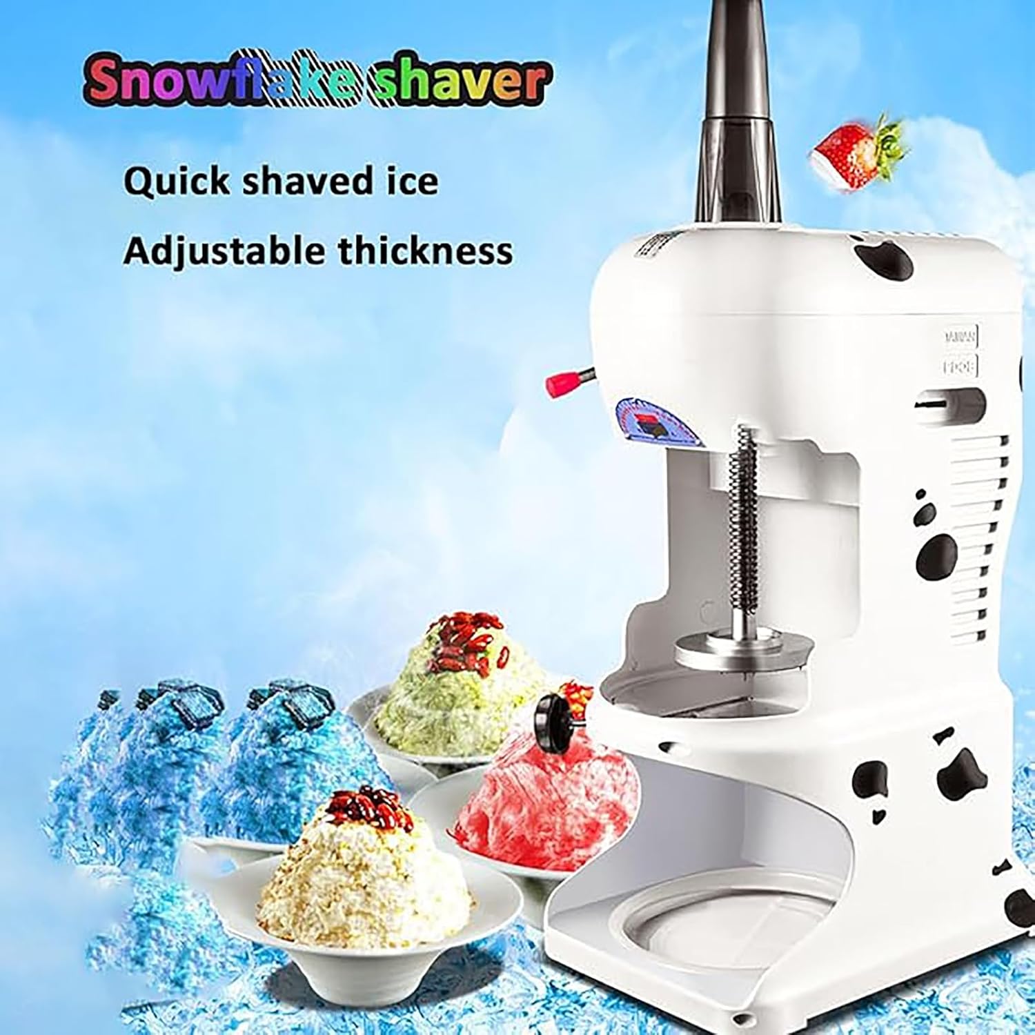 Commerical Electric Ice Shaver Machine Snow Cone Maker Shaved Ice Machine(Red)