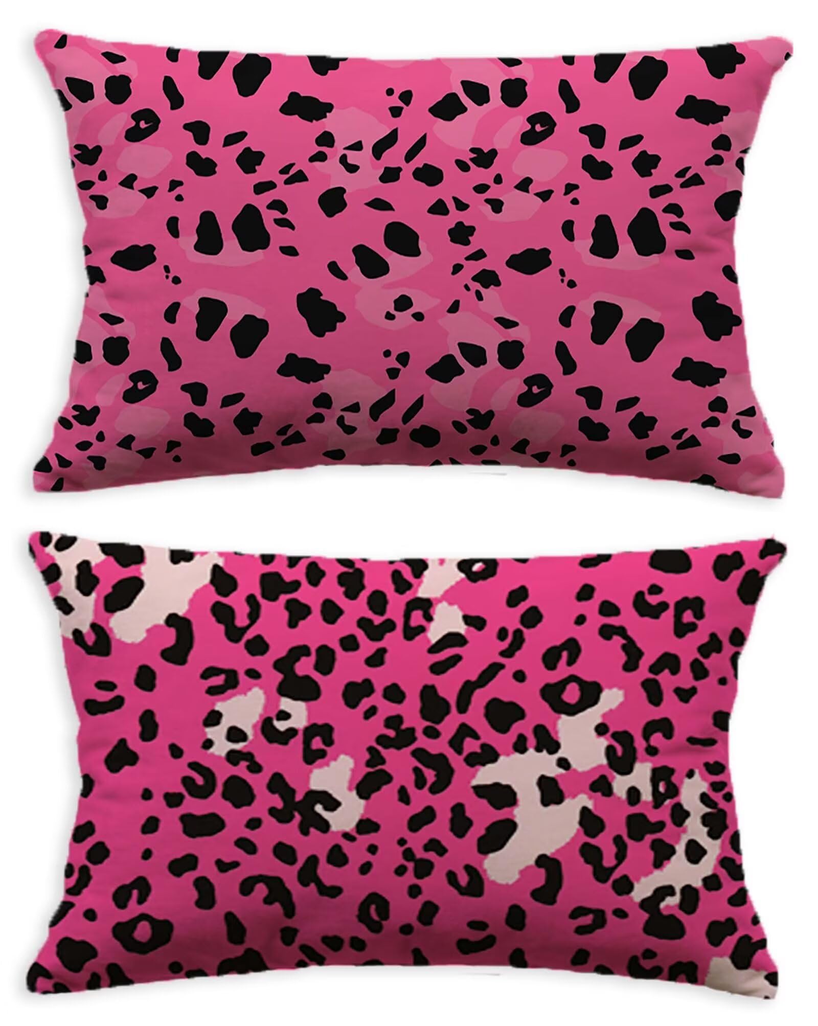 Protege oreiller en velours rose de qualité supérieure avec motif léopard raffiné 50x70