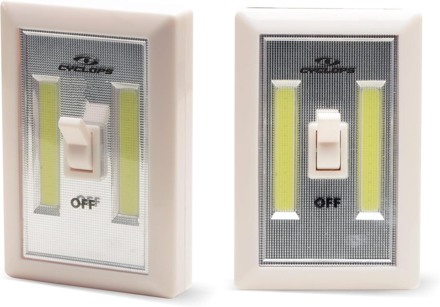 Cyclops COB LED Light Switch - 2 Pack Powerful Compact Portable Battery-Operated Cordless Lights for Garage, Closet, Pantry, Hunting Space