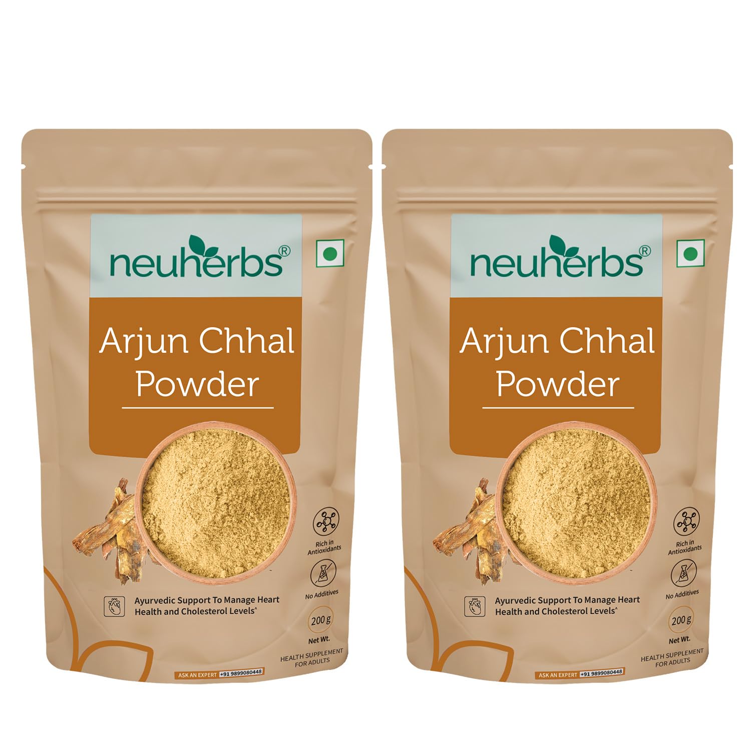 Neuherbs Arjun Chhal Powder - 200g (Pack of 2) | Arjun Ki Chaal Powder For Men & Women | Supports Heart Health & Promote Good Cholesterol | Rich In Antioxidants | 100% Pure & Natural