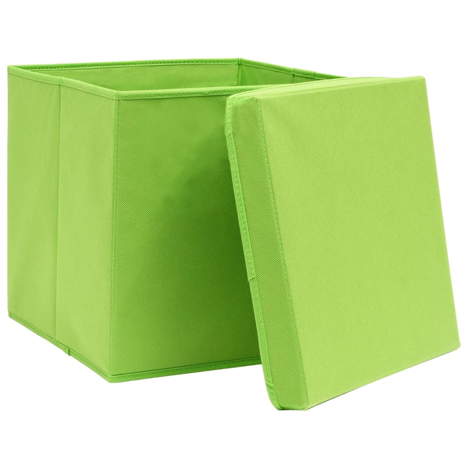 Tidyard 10 STK. Aufbewahrungsbox mit Deckeln Zusammenklappbar Spielkiste Regalkorb Faltkiste Korb Kinderbox Faltbox Box Kiste Vliesstoff 28x28x28 cm Grün