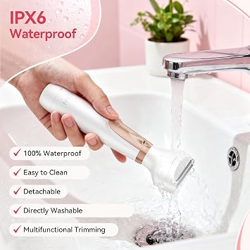 4-in-1 Bikini Trimmer for Women, Electric Razor for Legs Underarms & Pubic Hair, Painless Ceramic Blade Shaver, IPX7 Waterproof Cordless Lady Razor Gifts for Women