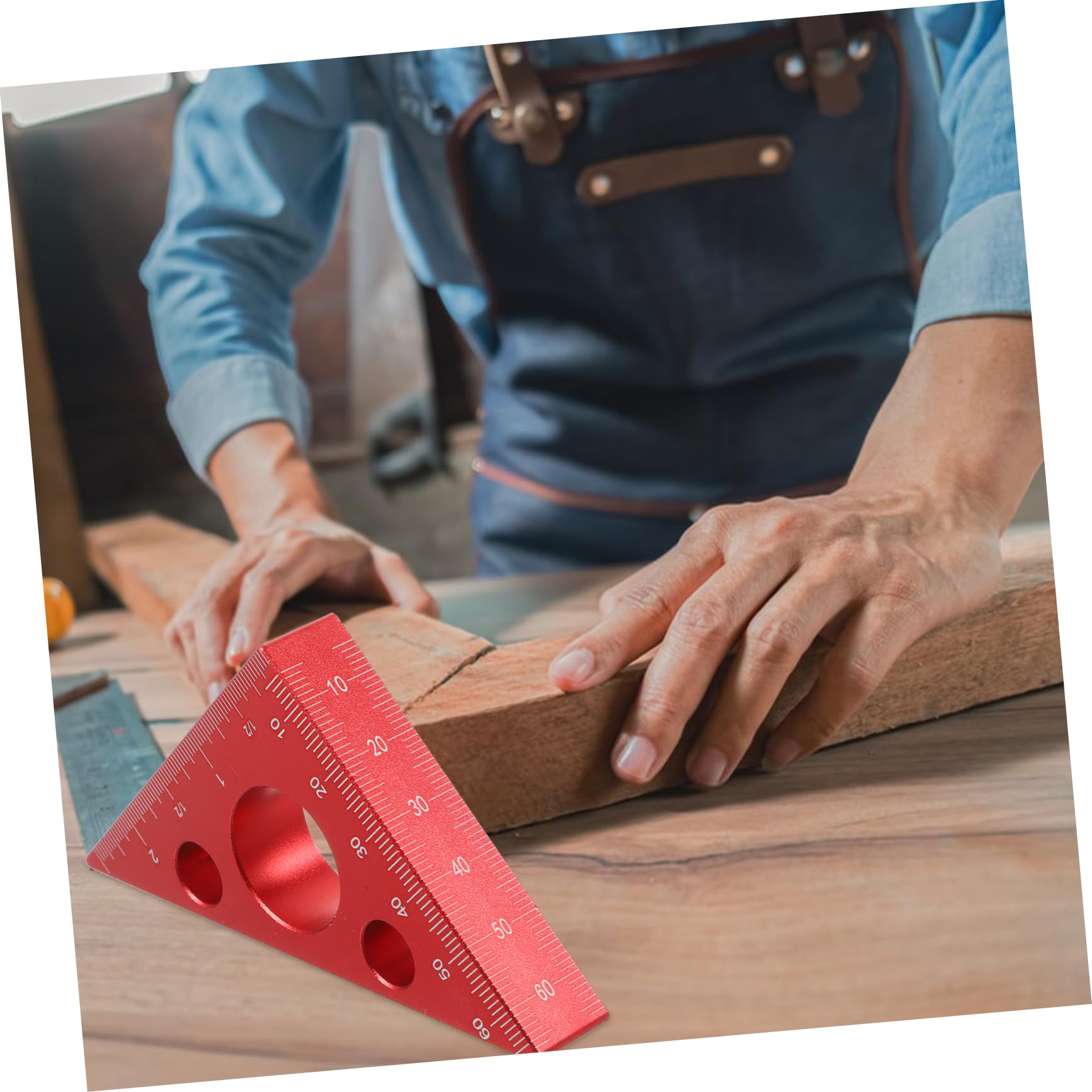 Lurrose 3 Piezas Regla de Carpintero de Aleación de Aluminio Engrosada Regla de Ángulo para Medición de Herramientas de Carpintería Diy Rojo