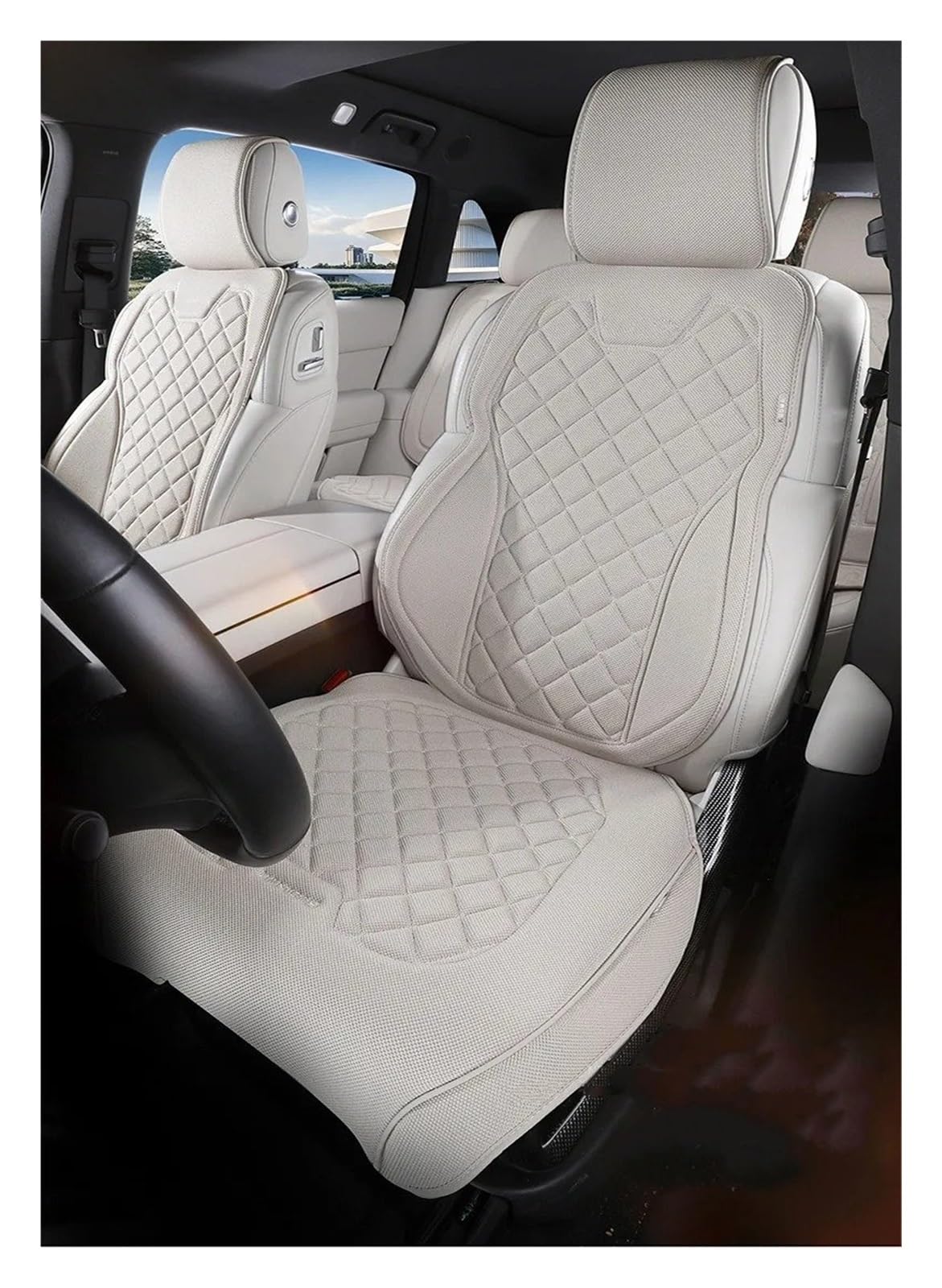 Autositzbezug Set Universeller Leinen-Auto-Vollsitzbezug Atmungsaktives Flachs-Auto-SUV-Sitzkissen Vollständiger Sitzbezug Schutz Autositzbezug Komplettset(Black Rear Seats)