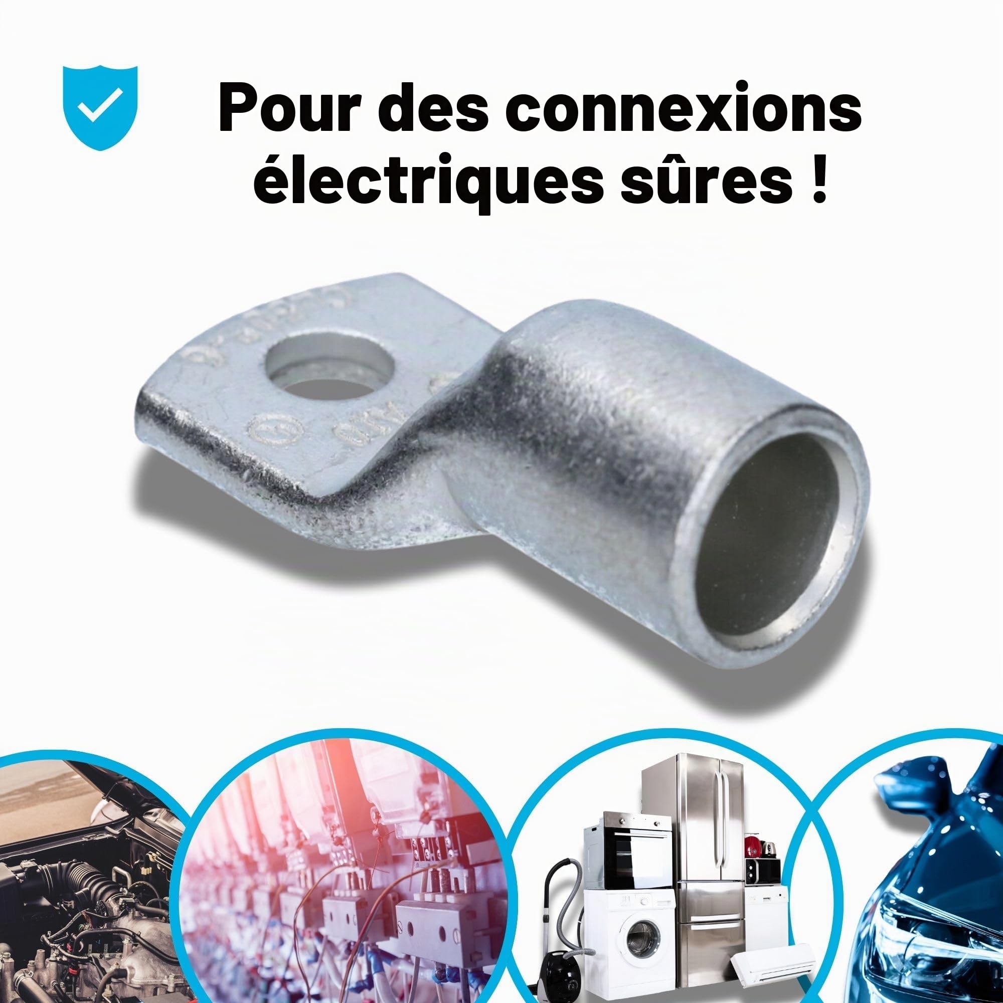 Cembre A10-M6 Lot de 10 Cosses Tubulaires 50 mm² en Cuivre Étamé | Connecteurs de câble non isolés conformes à la norme DIN EN 13600 pour installations électriques industrielles et automobiles
