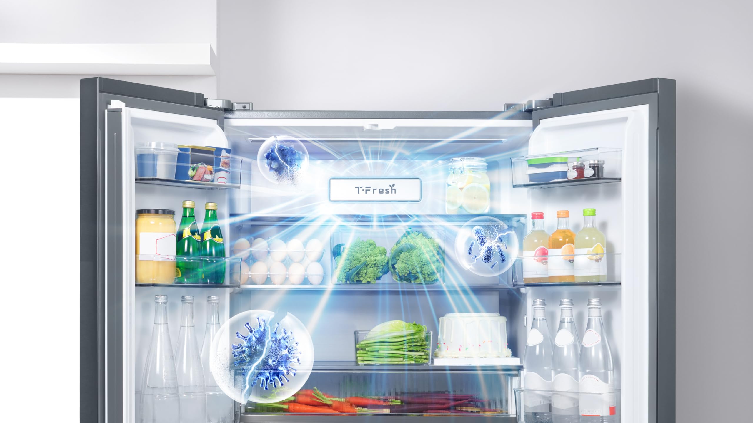 TCL RC521CXE0 Frigorífico Serie Free Built-in, 521 L, [Clase de eficiencia energética E], XL Gran Capacidad, T-Fresh, Aire Puro, Zona Convertible
