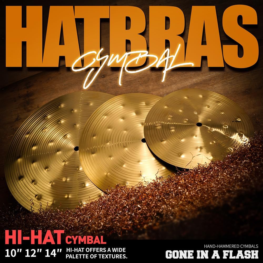 Clap Cymbal Effects Cymbal for Drum Set, Stack Clap Sound Cymbal, Special Effects Percussion Cymbal for Drum Kit– 10" / 12" / 14"