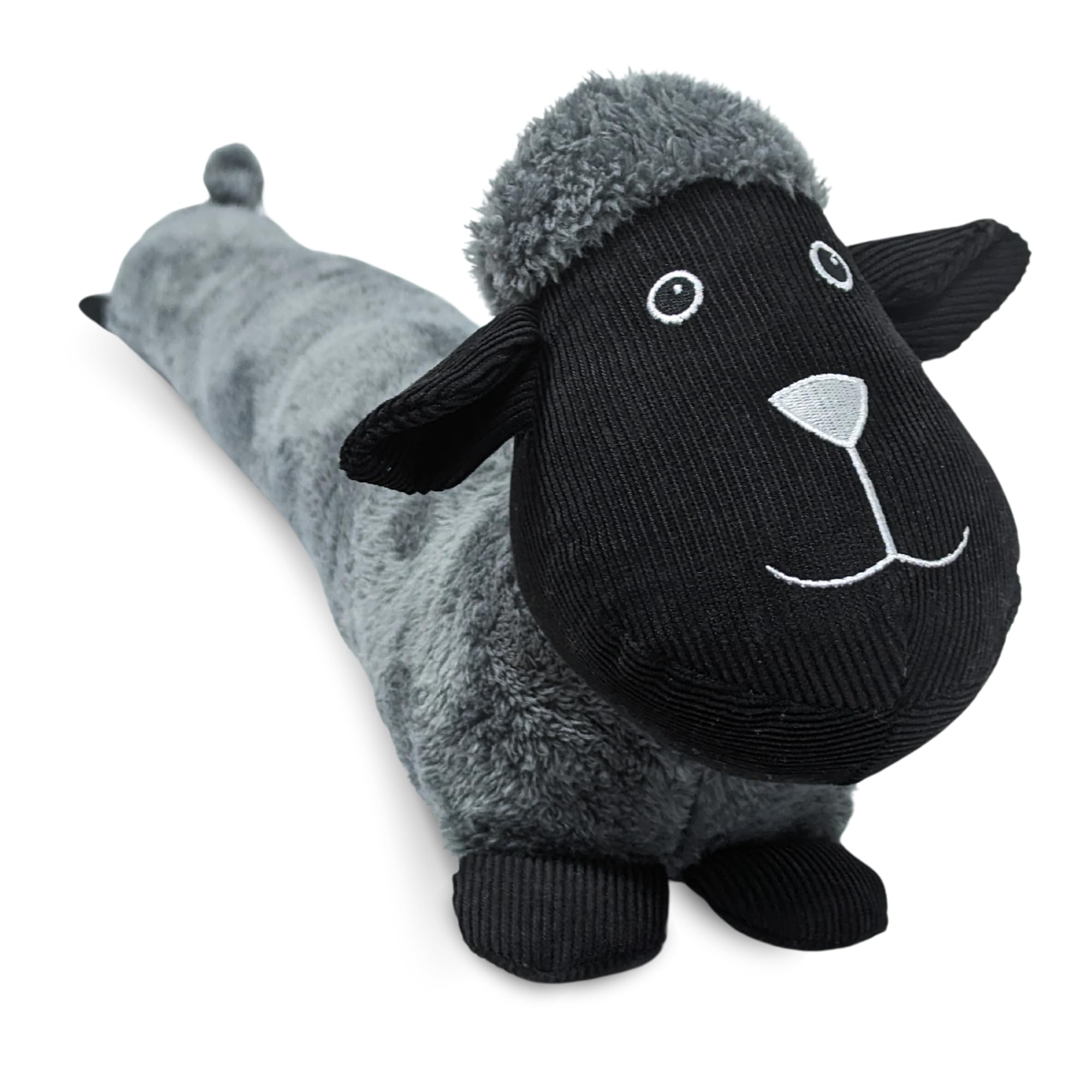 Draught Excluder for Door Stopper 86 cm Grey Sheep Long Cotton & Sand Filling Heavy Weight Draught Stopper Cushion decorative Velvety Soft Draft Excluder- Sheep shield highland Herringbone