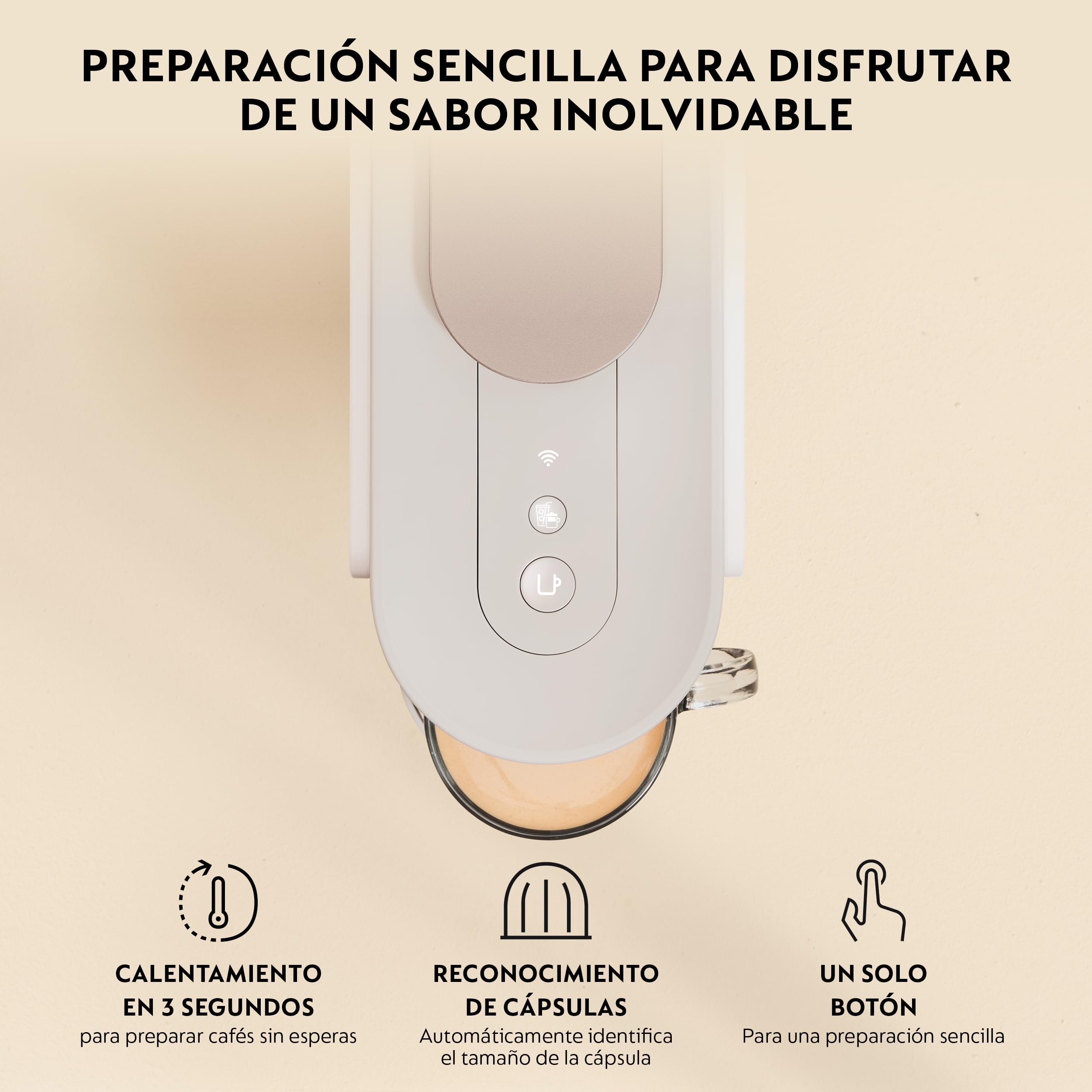 Nespresso Vertuo Up – Cafetera de Cápsulas con 7 Tamaños de Taza, Tecnología Centrifusion, Calentamiento Rápido, Depósito 1,4 L, Modo Creaciones, Diseño Compacto, Blanca (ENV200.W)