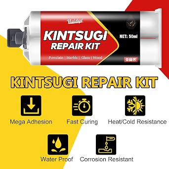 Kintsugi Repair kit Gold & Silver, Food Safe Ceramic Glue 50ml
