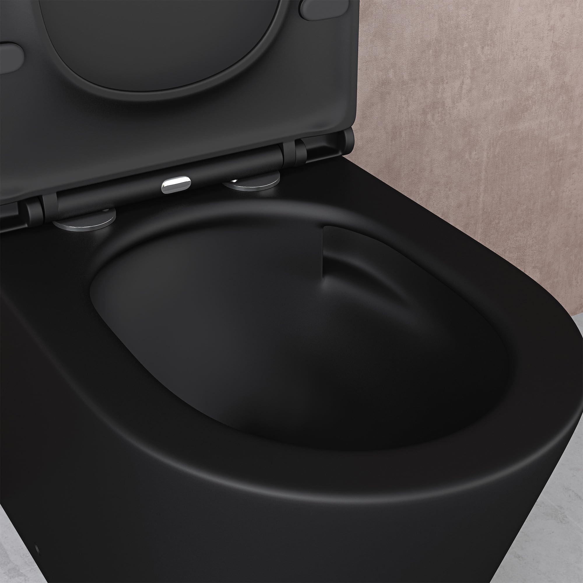 doporro Design Stand WC mit Softclose 36x63x82cm Stand-Toilette Schwarz