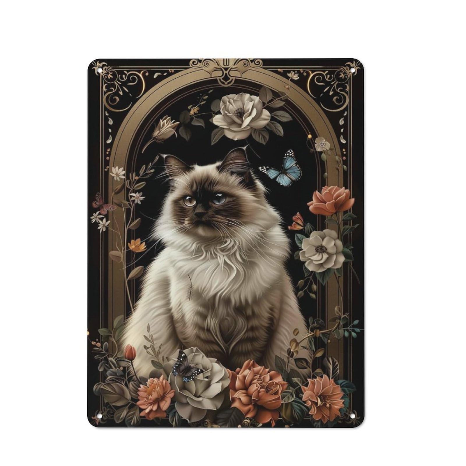 Junmoney Birman Rustic Metal Wall Decor 40X30cm, Country Metal Sign For Kitchen, Cottage, Porch Or Garden Room
